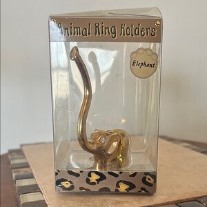 Goldtone Elephant Ring Holder